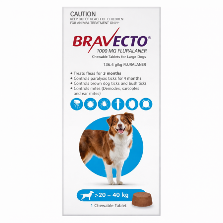 BRAVECTO 1000MG FLURALANER (20-40KG)
