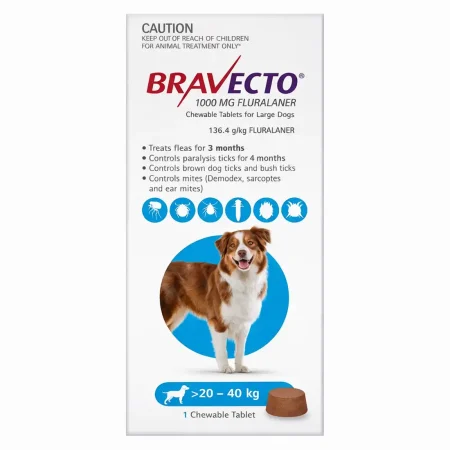 BRAVECTO 1000MG FLURALANER (20-40KG)